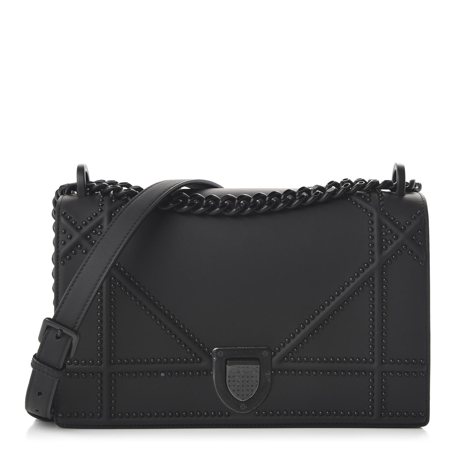 Christian Dior Ultra Matte Calfskin Studded Medium Diorama Flap Bag Black 1 of 10