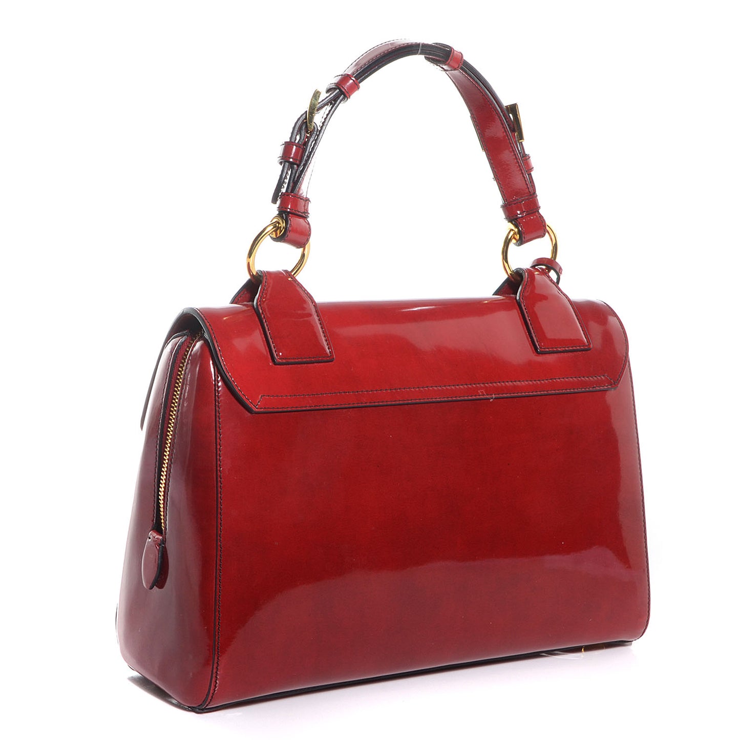 Spazzolato Calfskin Top Handle Tote Scarlatto Fume