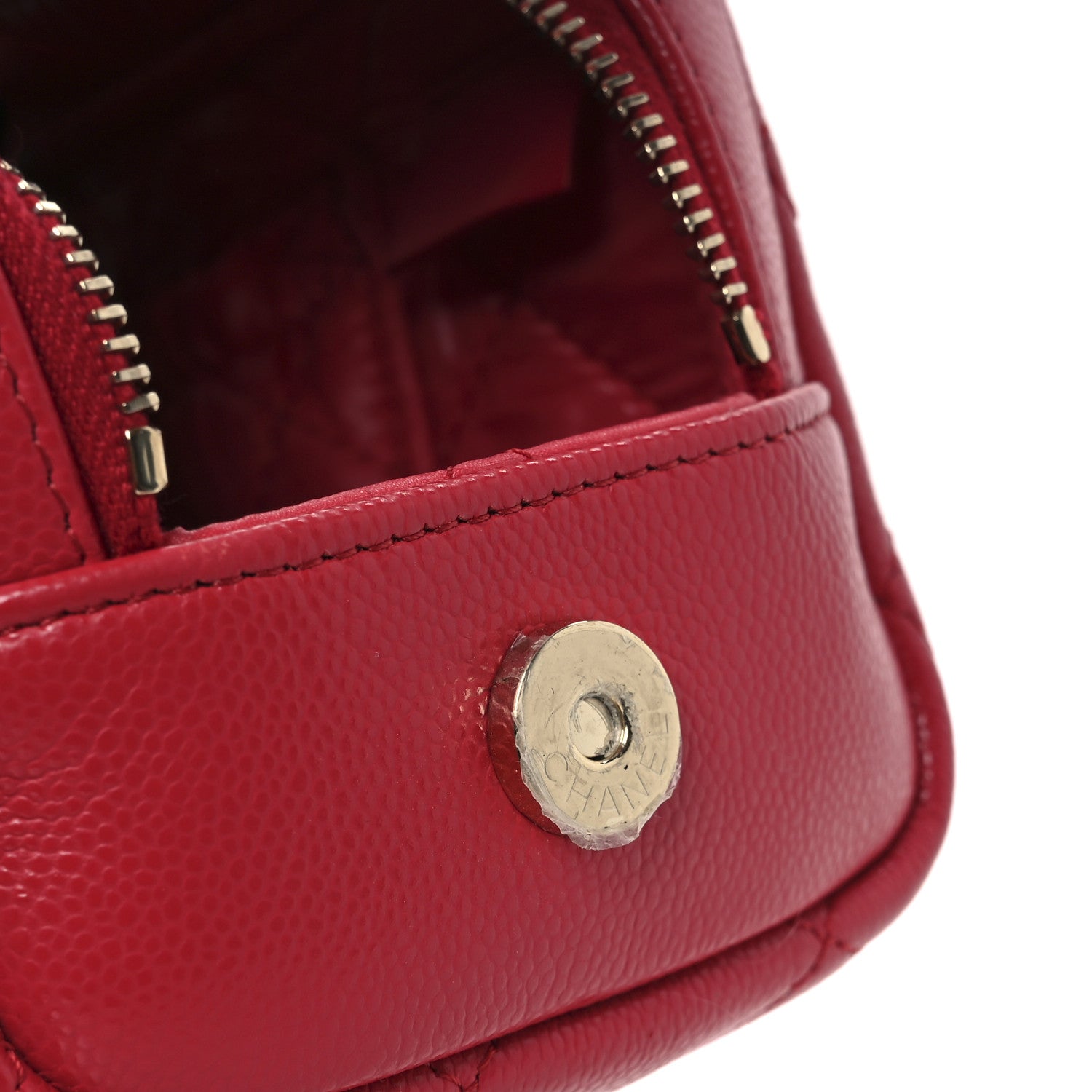 Chanel Caviar Quilted Toiletry Case With Chain Dark Pink 12 of 12
