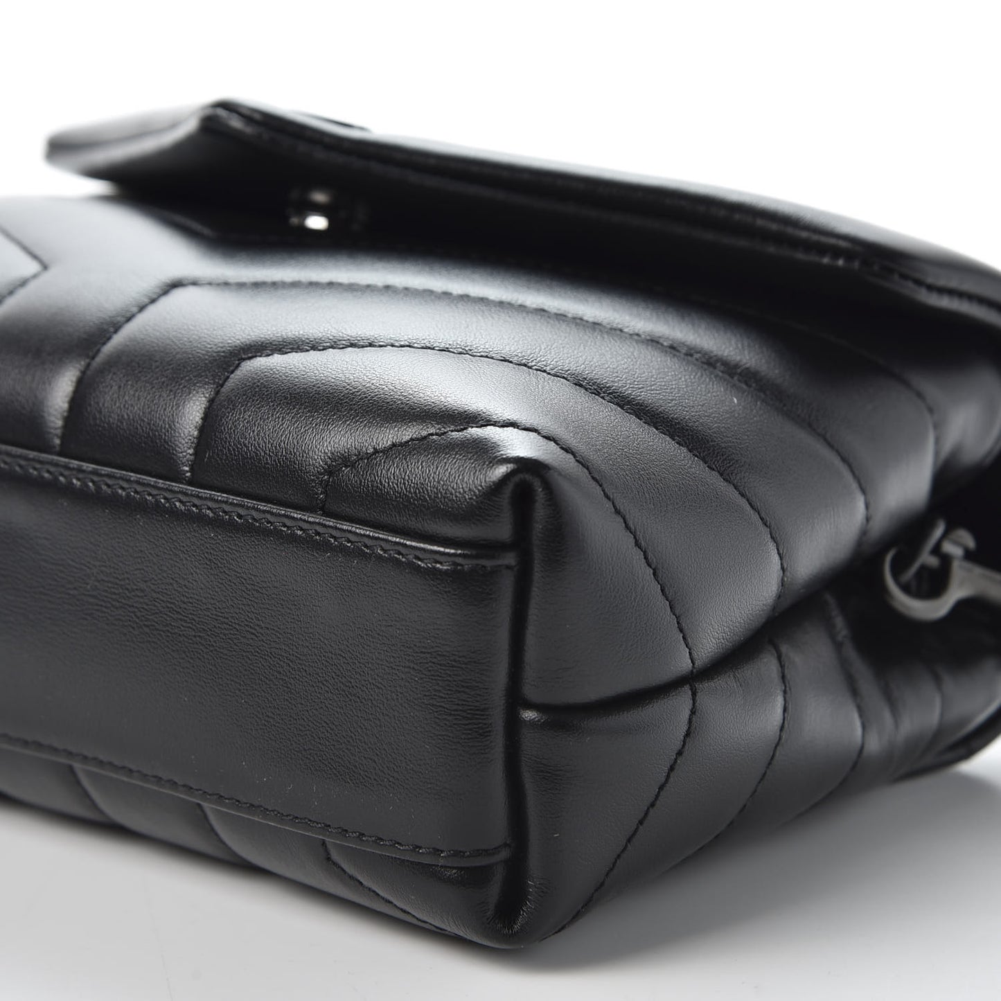 Calfskin Y Quilted Monogram Toy Loulou Crossbody Bag Black