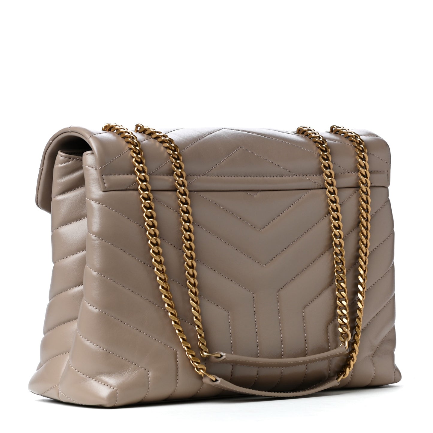 Calfskin Y Quilted Monogram Medium Loulou Chain Satchel Dark Beige