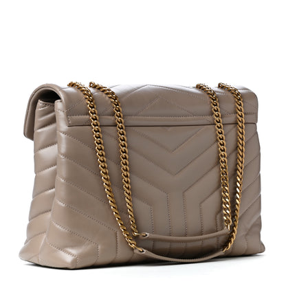 Saint Laurent Calfskin Y Quilted Monogram Medium Loulou Chain Satchel Dark Beige 2 of 4