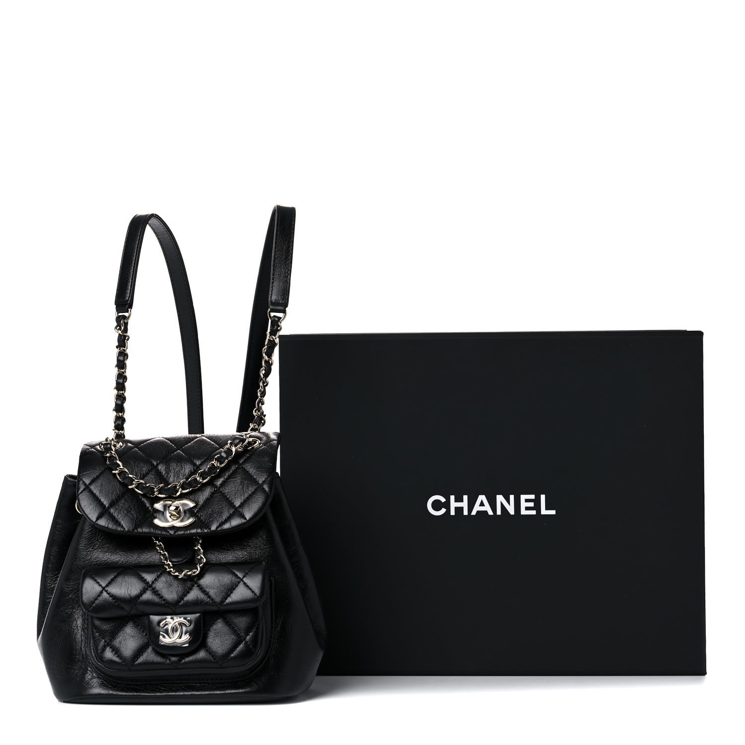 Chanel Glazed Aged Calfskin Quilted Small Duma Drawstring Backpack Black 10 of 10