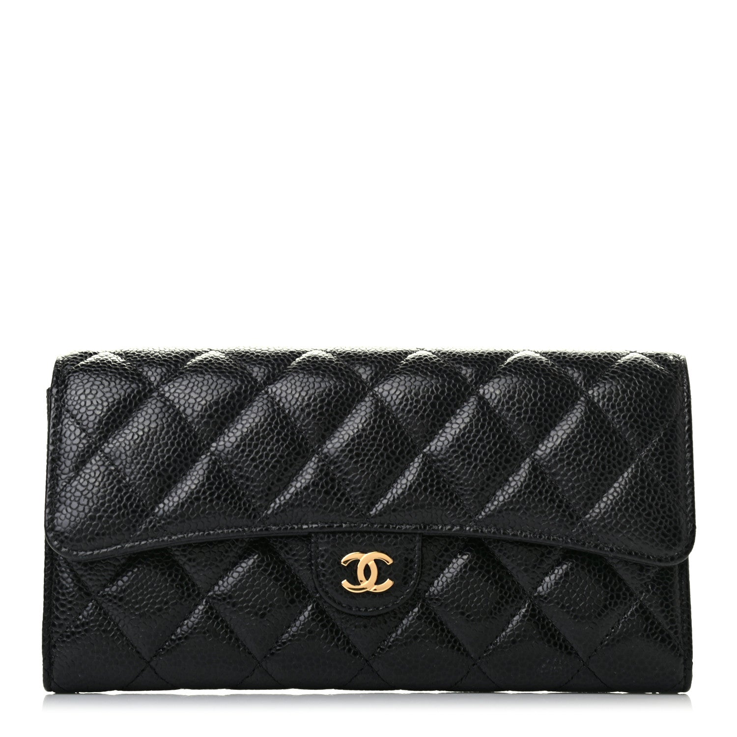 Chanel Caviar Quilted Large Gusset Flap Wallet Black 1 of 10