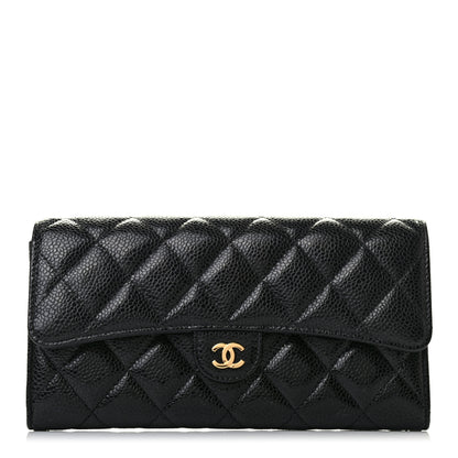 Chanel Caviar Quilted Large Gusset Flap Wallet Black 1 of 10