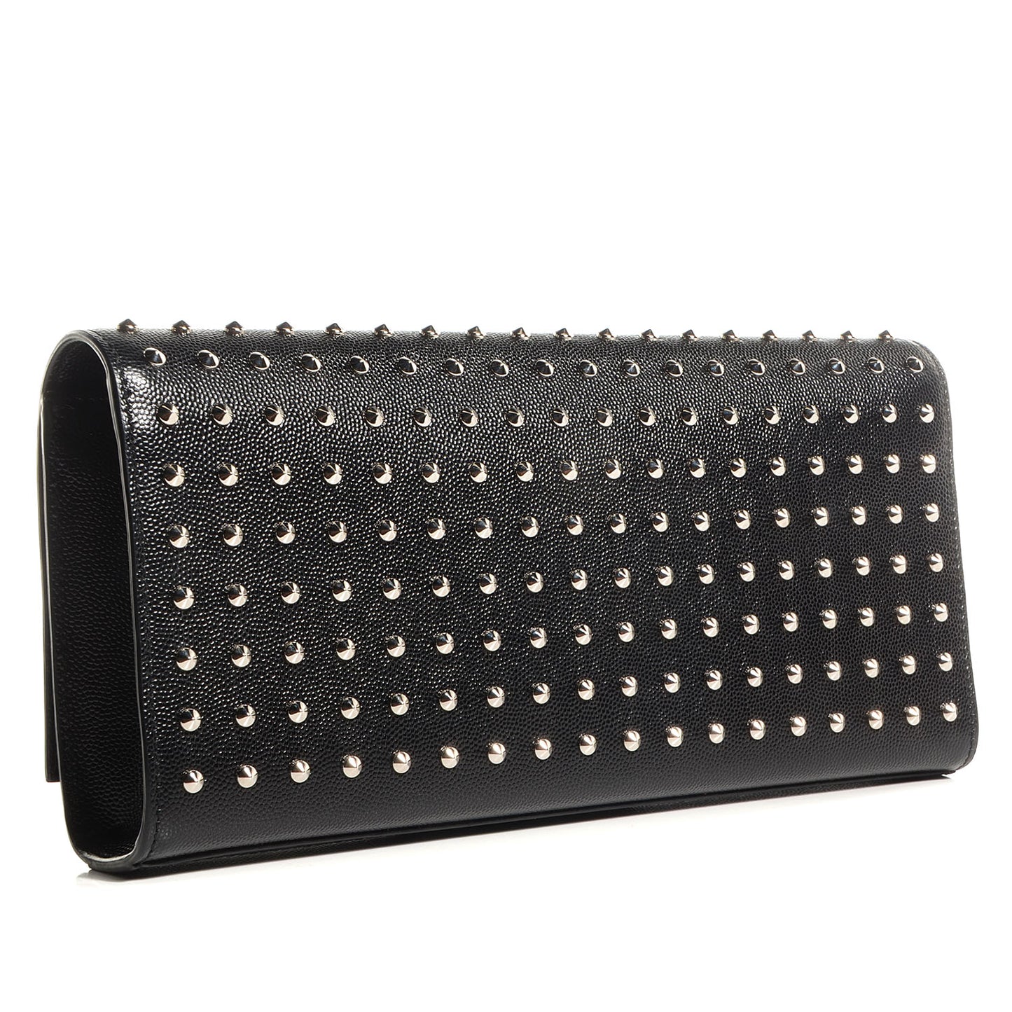 Grain De Poudre Matelasse Monogramme Studded Clutch Black