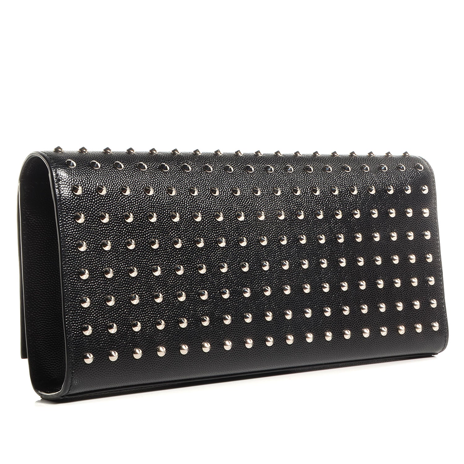 Saint Laurent Grain De Poudre Matelasse Monogramme Studded Clutch Black 3 of 8