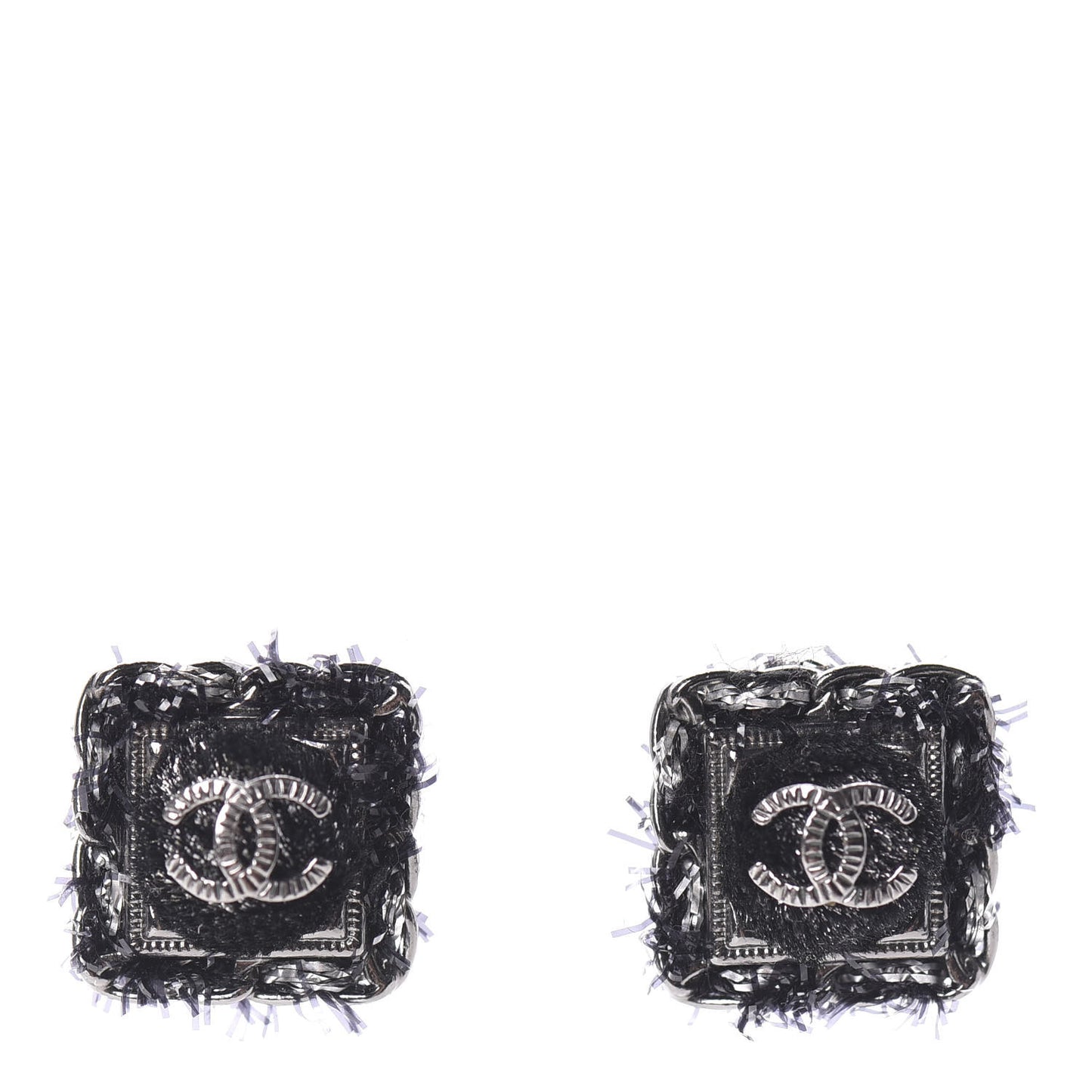 Ruthenium Enamel CC Earrings Black