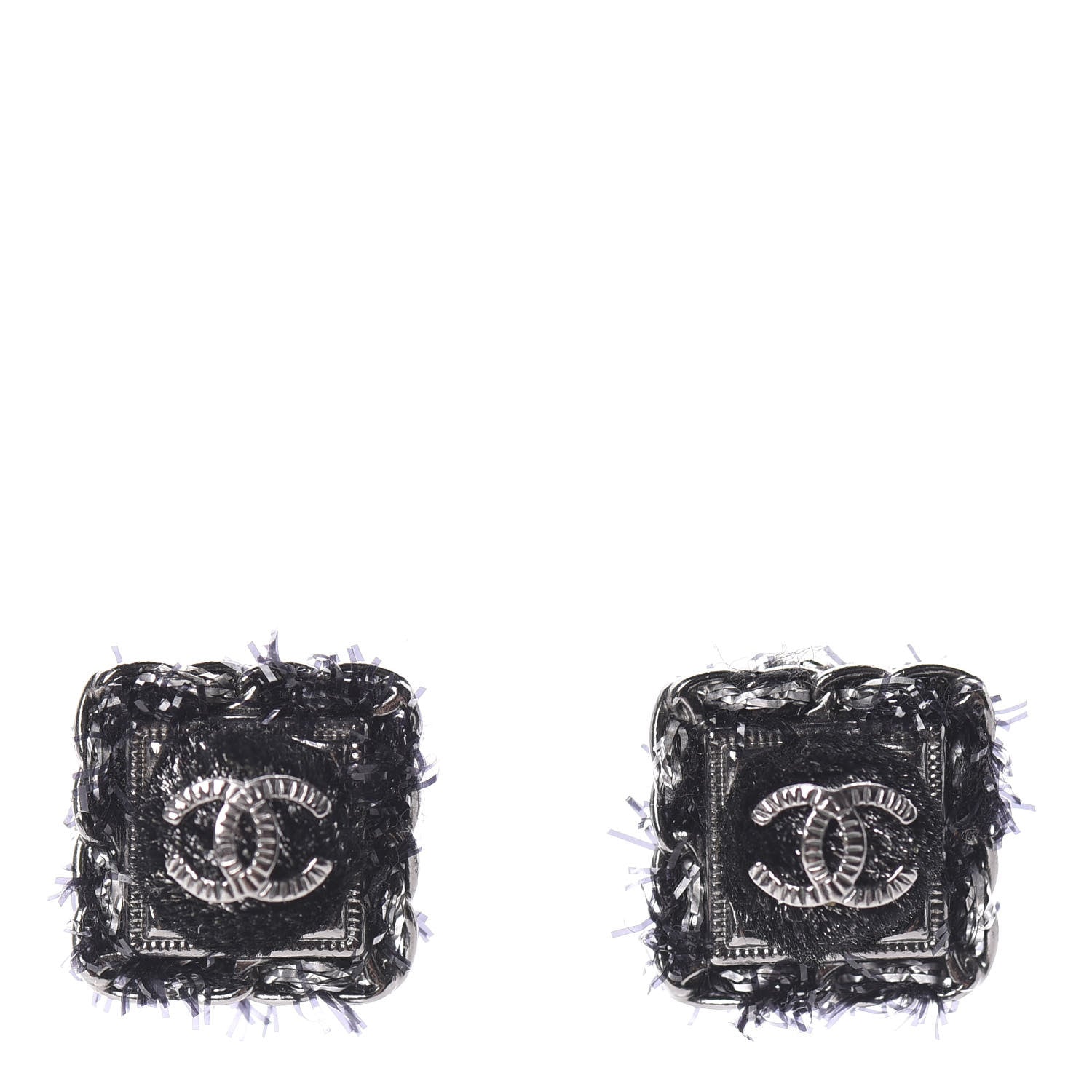 Chanel Ruthenium Enamel CC Earrings Black 1 of 5