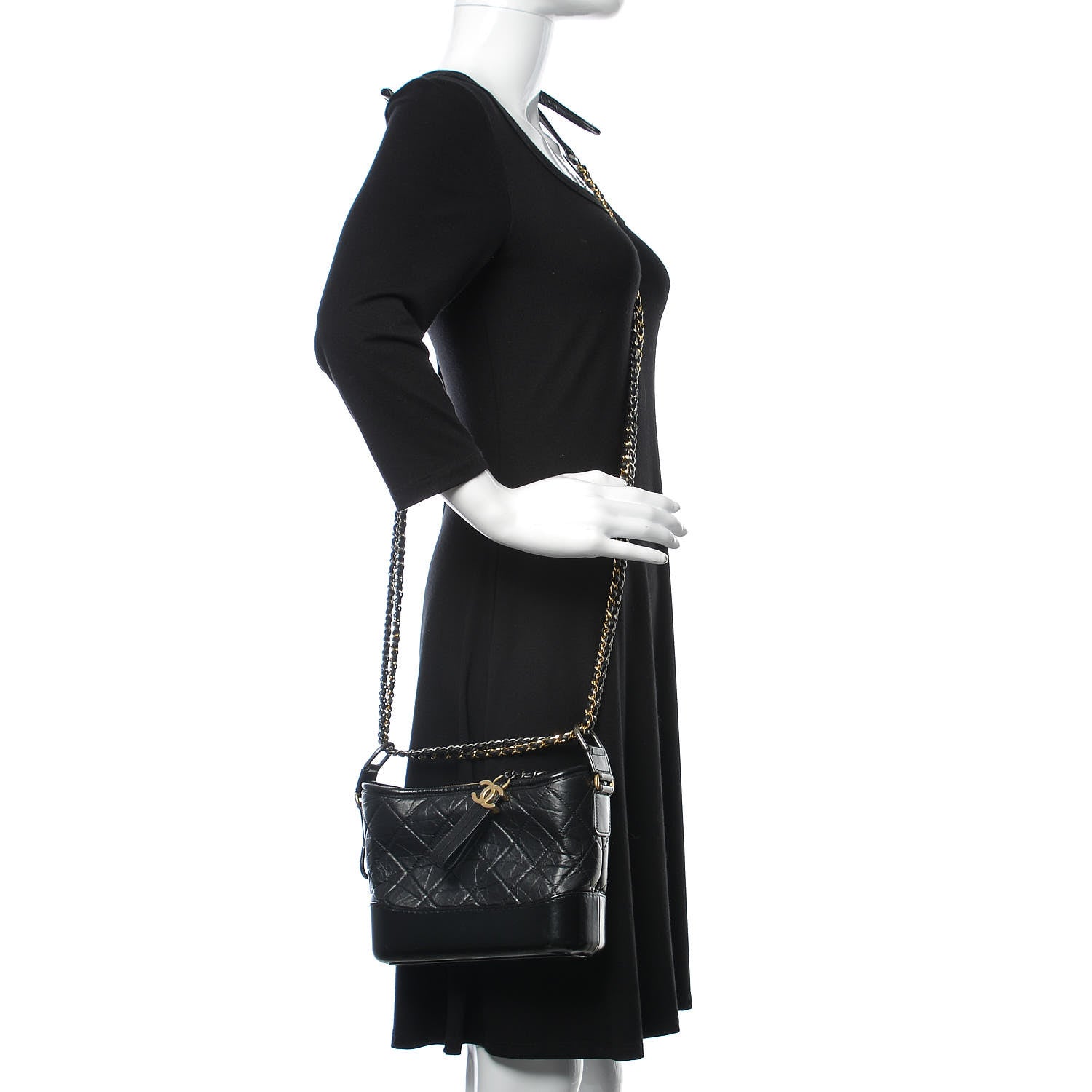 Chanel Aged Calfskin Quilted Small Gabrielle Hobo Black 2 of 13
