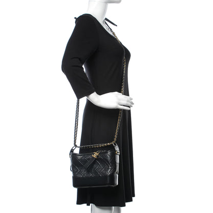 Chanel Aged Calfskin Quilted Small Gabrielle Hobo Black 2 of 13