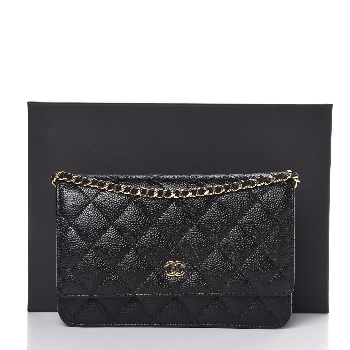 Caviar Quilted Wallet On Chain WOC Black