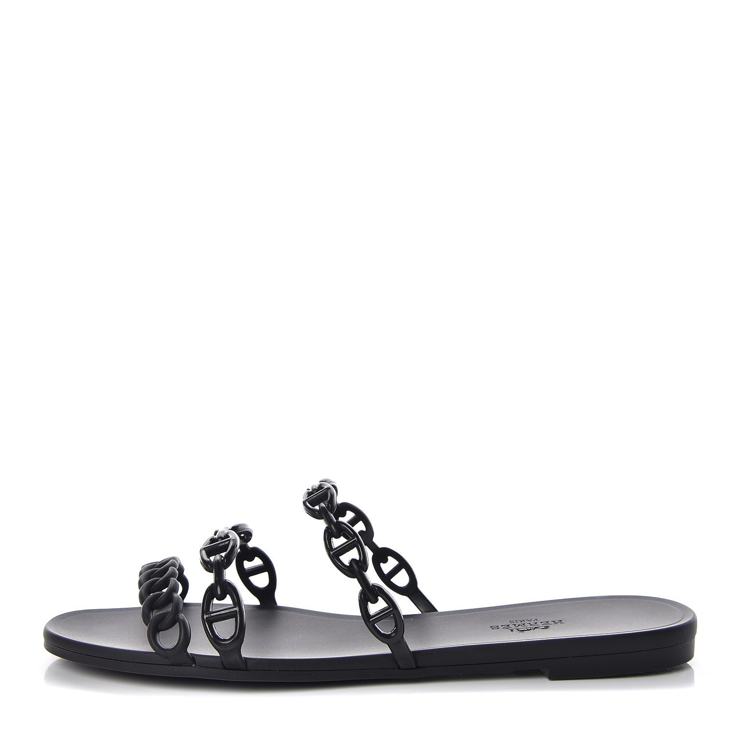 Hermes Rubber Chaine d'Ancre Rivage Sandals 40 Black 1 of 8