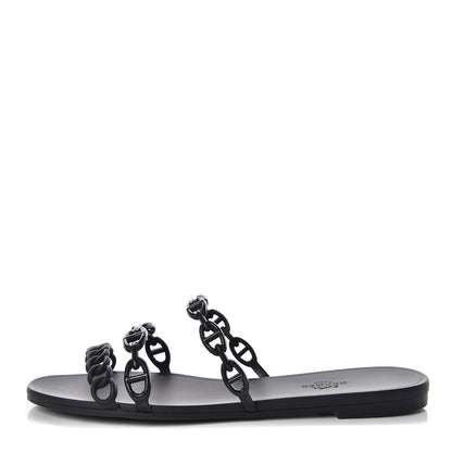 Hermes Rubber Chaine d'Ancre Rivage Sandals 40 Black 1 of 8