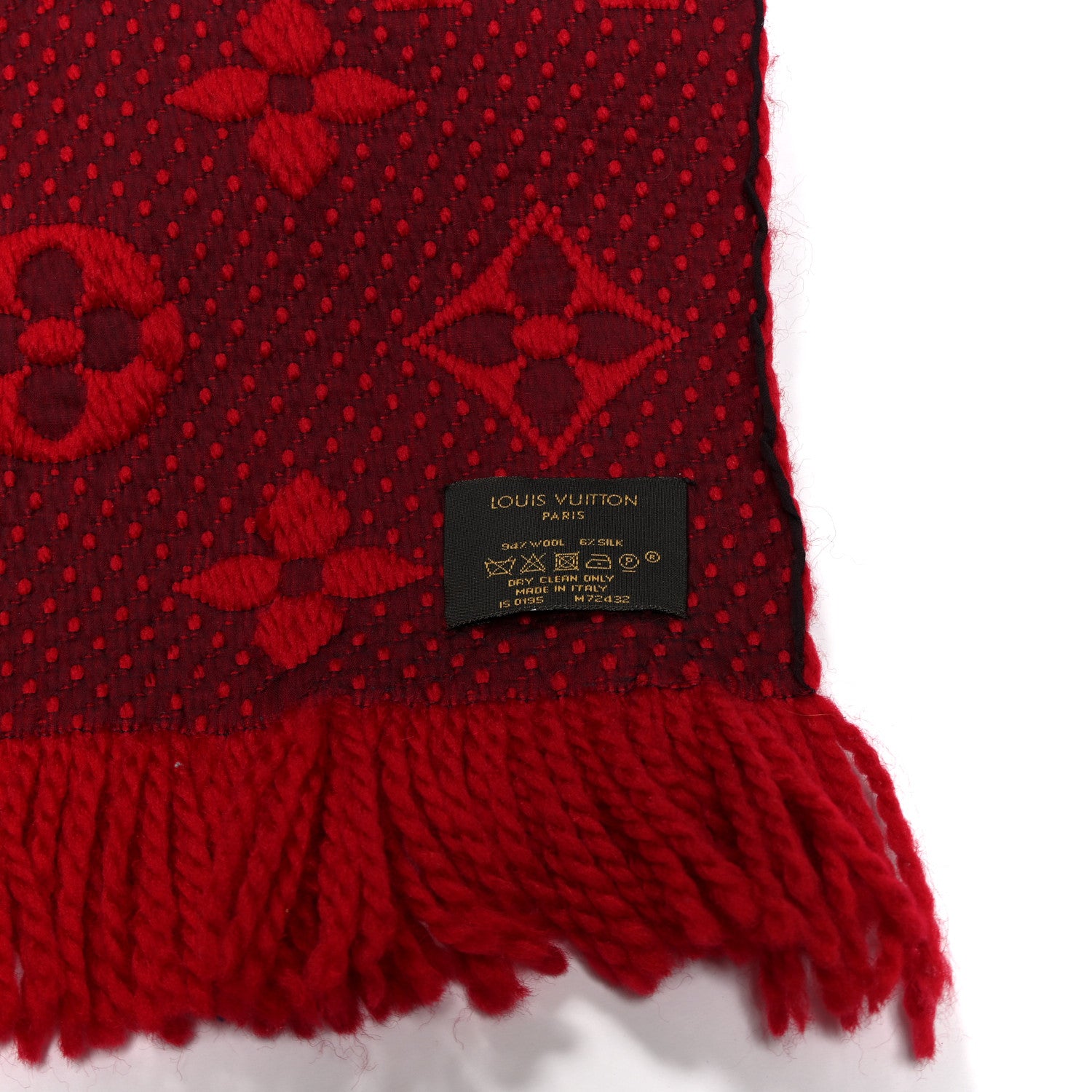 Louis Vuitton Wool Silk Logomania Scarf Rubis 3 of 4