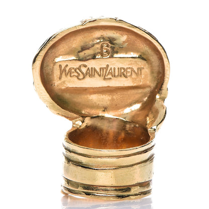 Saint Laurent Glass Cabochon Arty Ovale Ring 6 Gold Coral 3 of 4