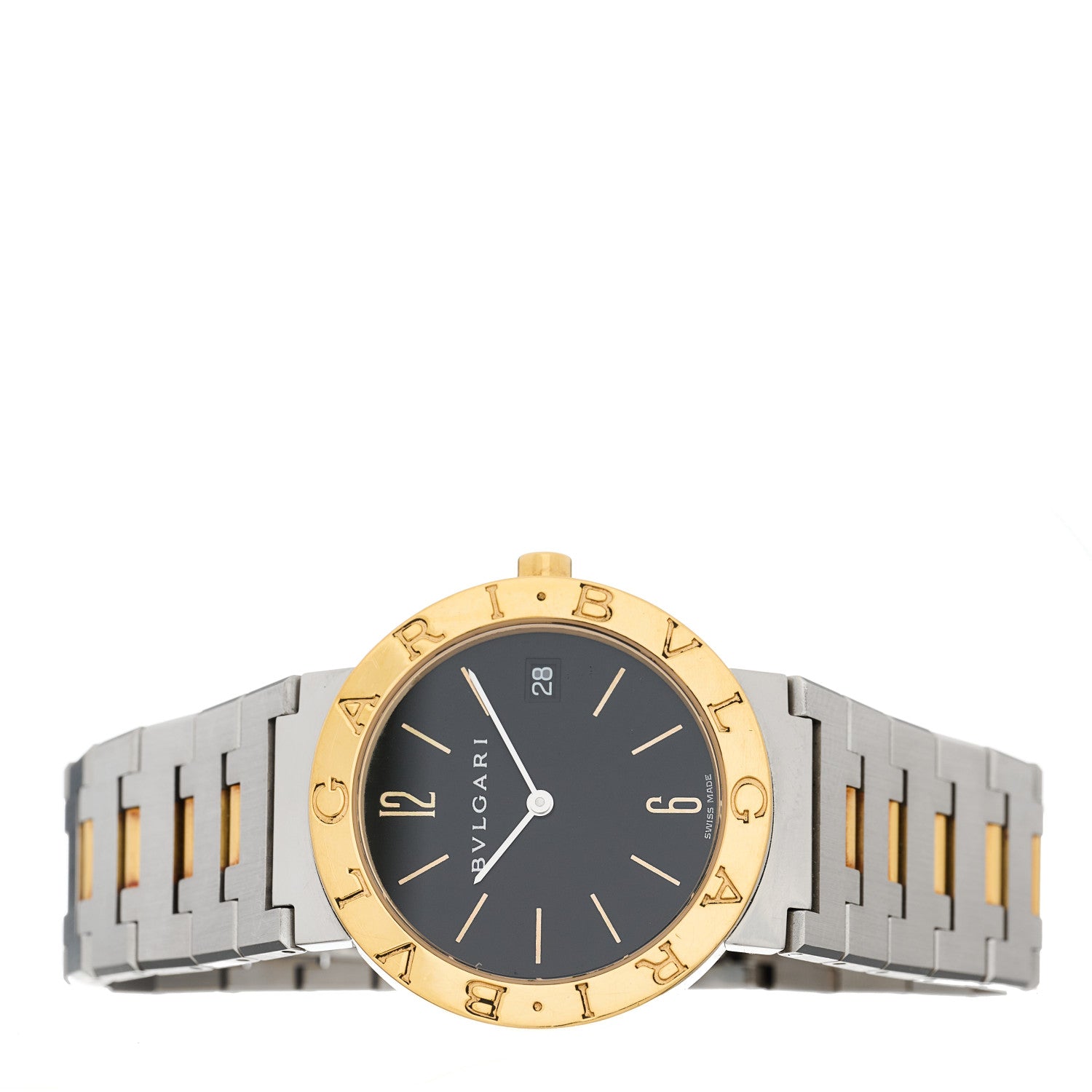 Bulgari Stainless Steel 18K Yellow Gold 33mm Quartz Watch Black 2 of 4