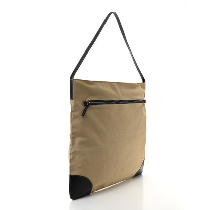 Prada Canvas Shoulder Bag Beige Black 3 of 10