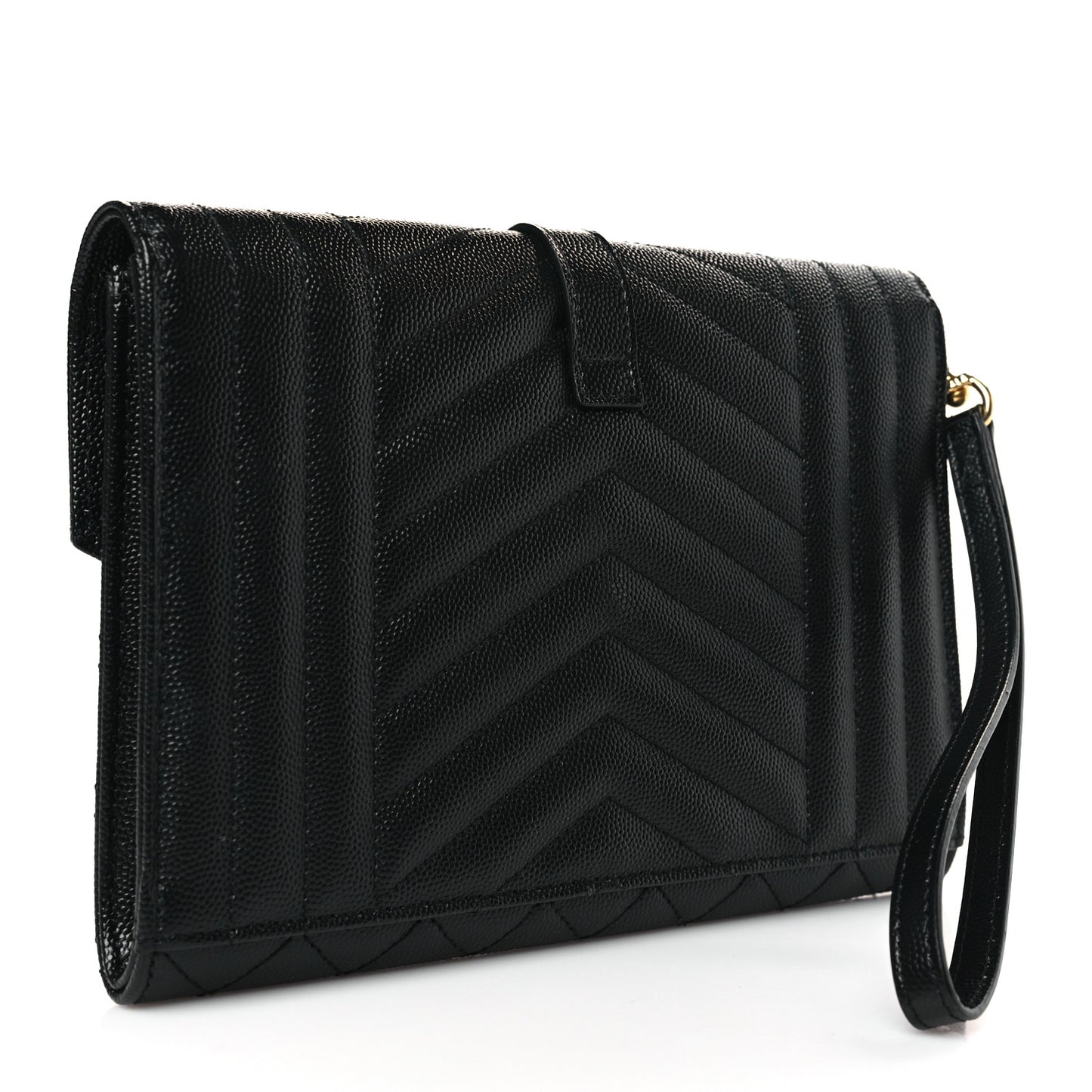 Grain De Poudre Textured Mixed Matelasse Triquilt Monogram Clutch Black