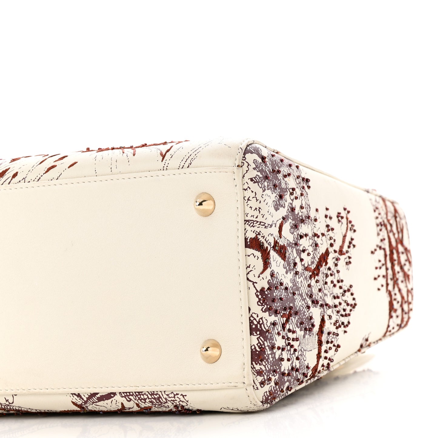 Calfskin Embroidered Medium Toile De Jouy Lady Dior White Red