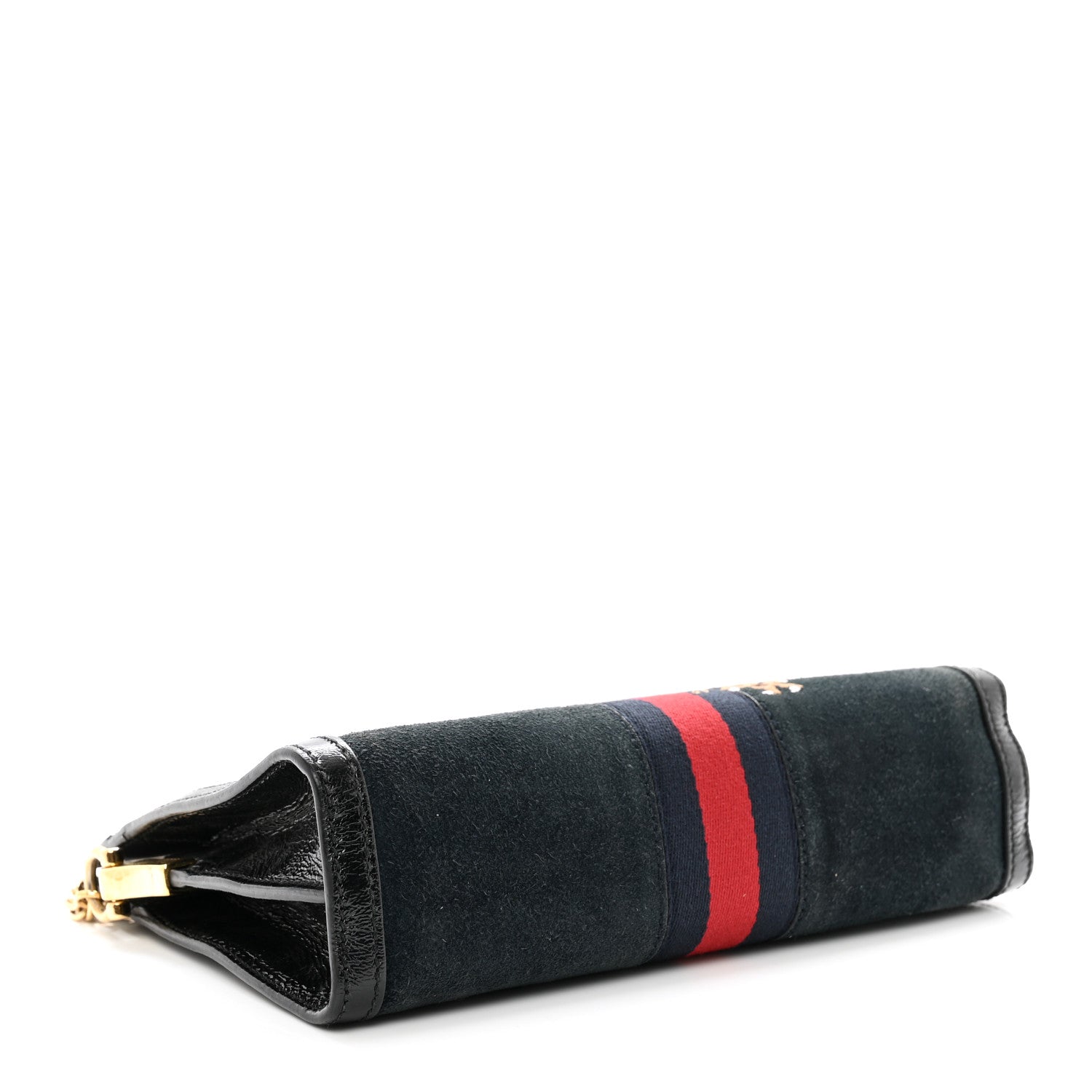 Gucci Suede Patent Web Dragon Embroidered Small Ophidia Chain Shoulder Bag Blue Black 4 of 11