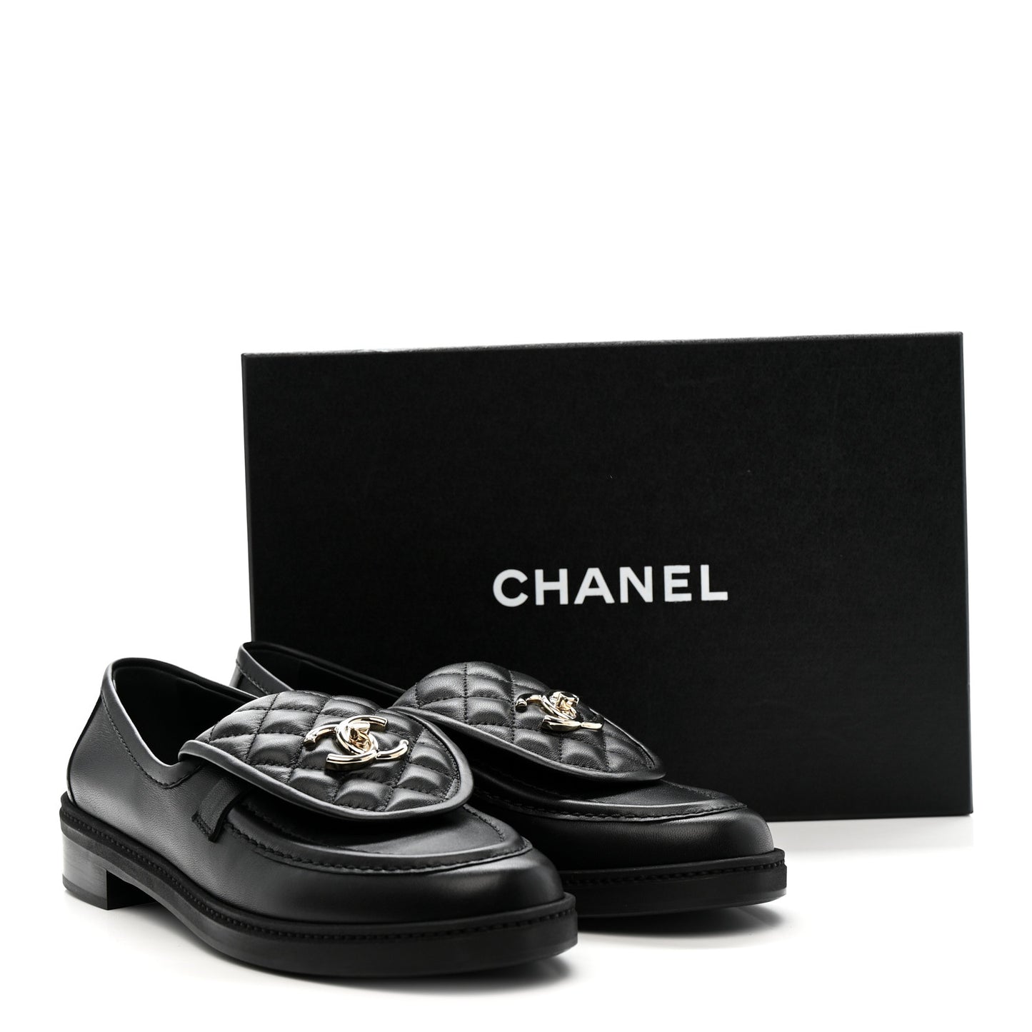 Lambskin Quilted CC Turnlock Loafers 40 Black