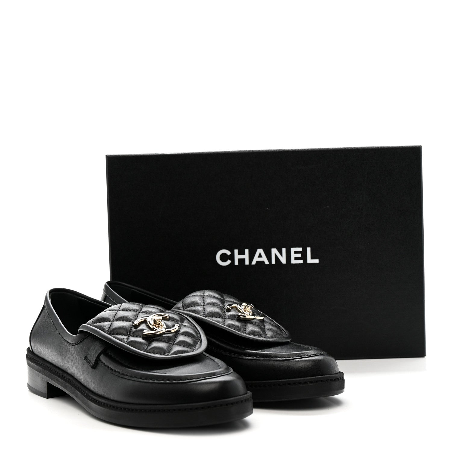 Chanel Lambskin Quilted CC Turnlock Loafers 40 Black 10 of 10