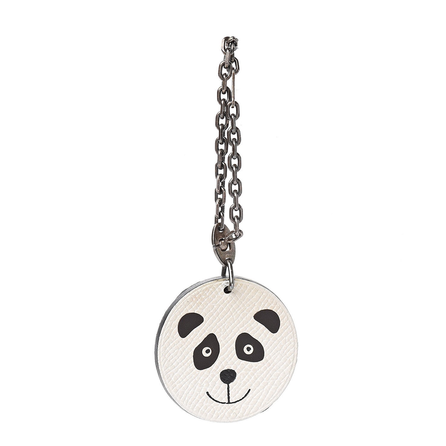 Hermes Epsom Panda Key Chain Bag Charm Black White 1 of 4