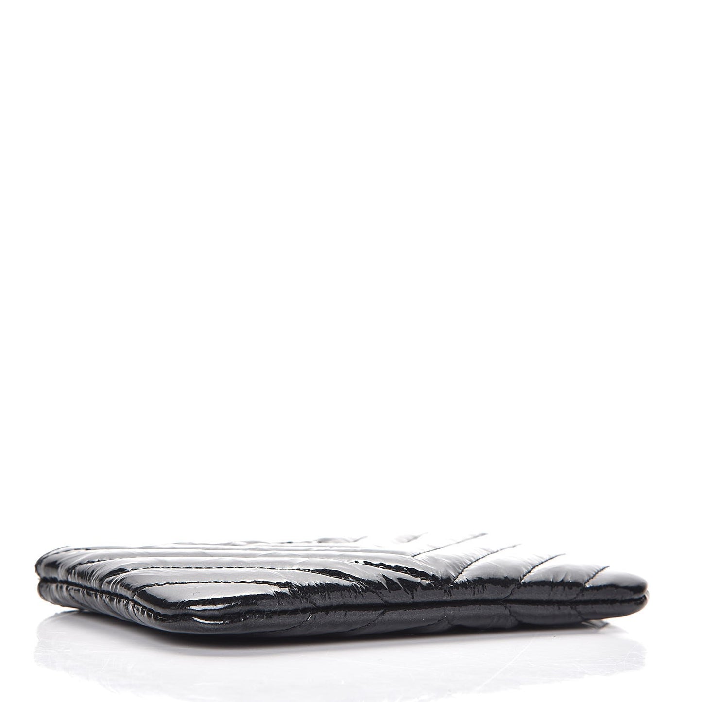 Patent Metallic Crumpled Calfskin Chevron Quilted Cosmetic Case So Black