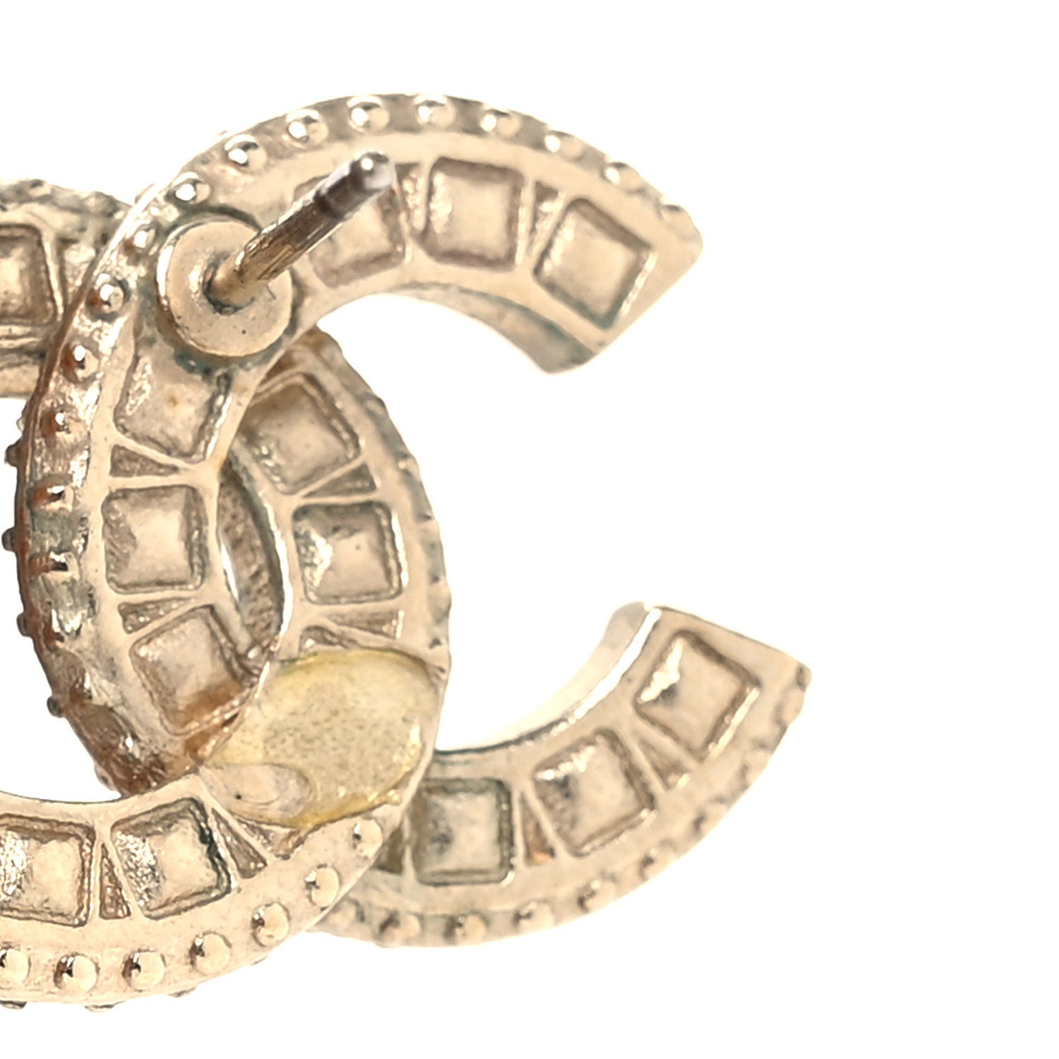 Chanel Crystal CC Stud Earrings Gold 4 of 4