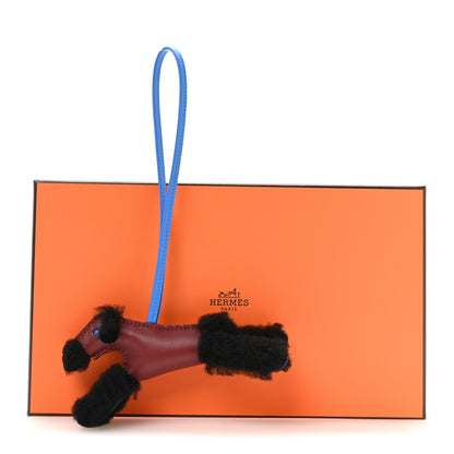 Hermes Milo Lambskin Shearling Budy Charm Black Rouge H Bleu Hydra 5 of 5