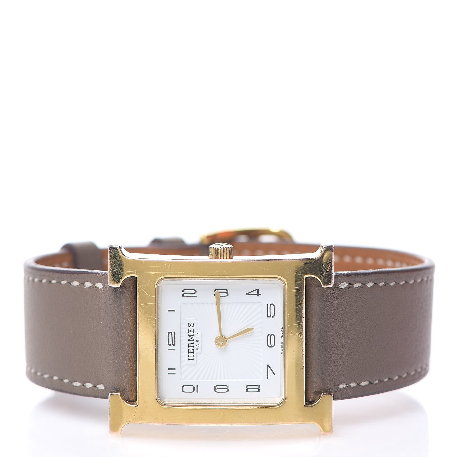 Hermes Stainless Steel Swift 26mm Heure H Hour Quartz Watch Etoupe 2 of 6