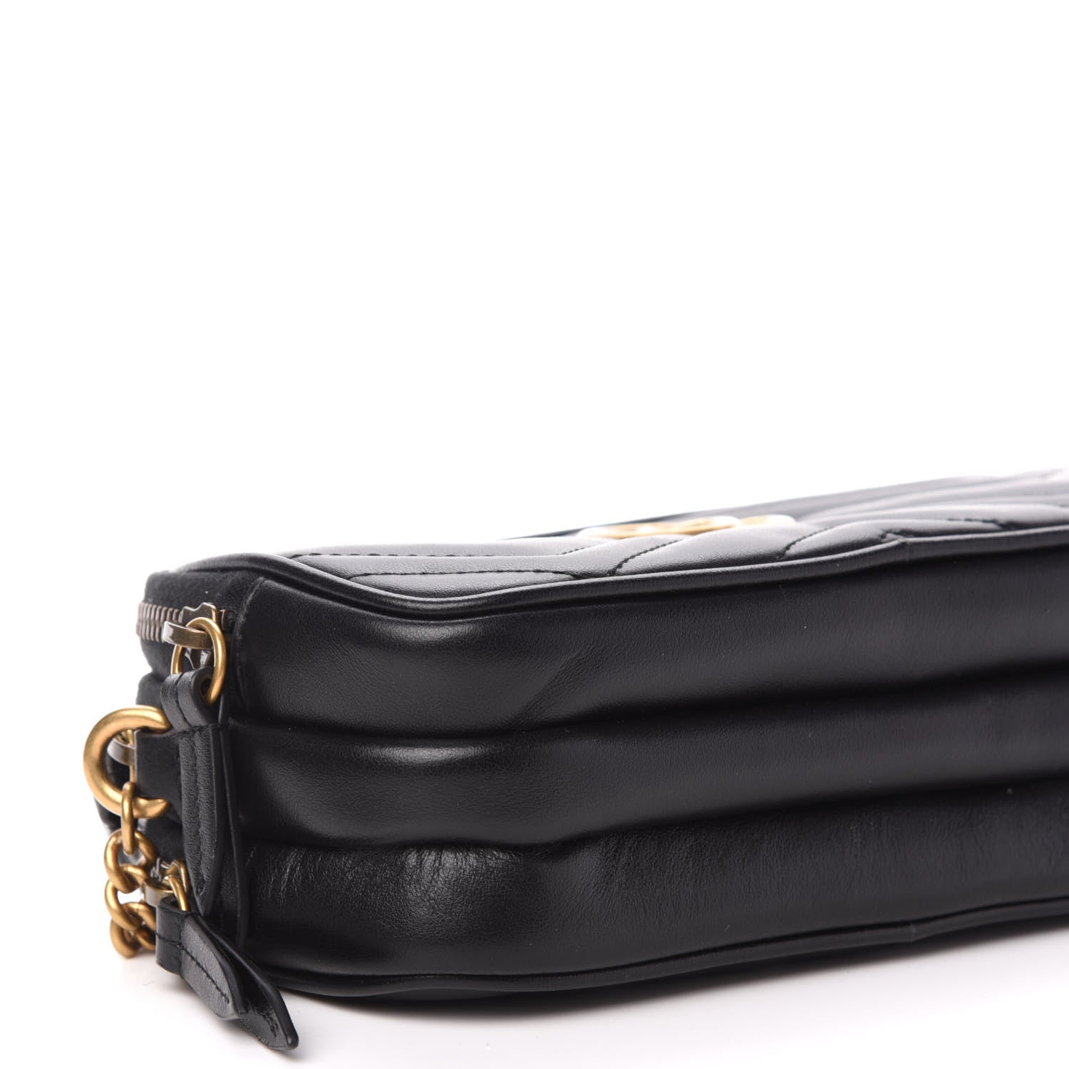 Gucci Calfskin Matelasse Mini GG Marmont Chain Crossbody Bag Black 10 of 13