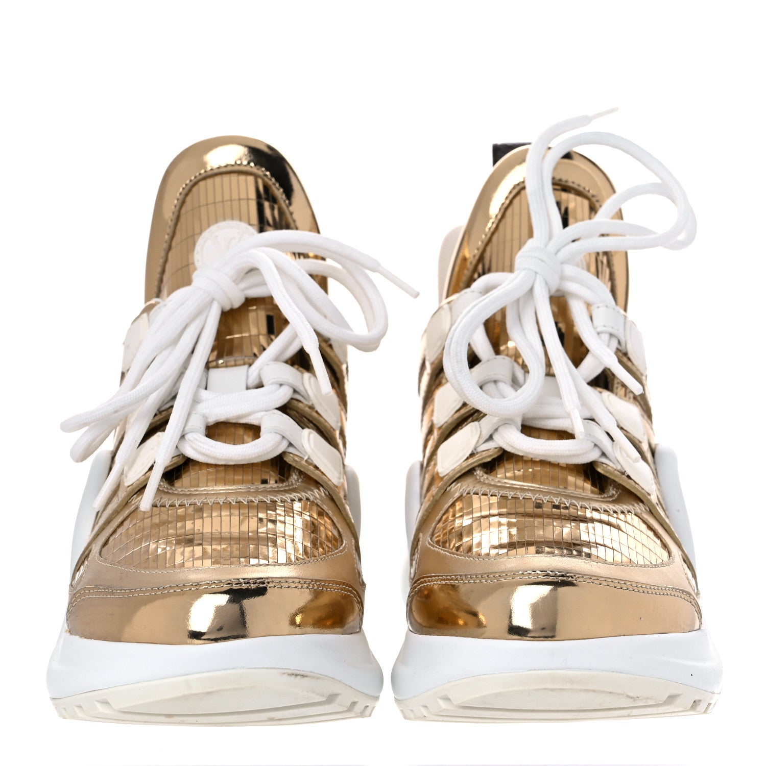Louis Vuitton Metallic Calfskin Technical Nylon LV Archlight Sneakers 36 Gold White 2 of 16