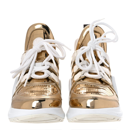Louis Vuitton Metallic Calfskin Technical Nylon LV Archlight Sneakers 36 Gold White 2 of 16