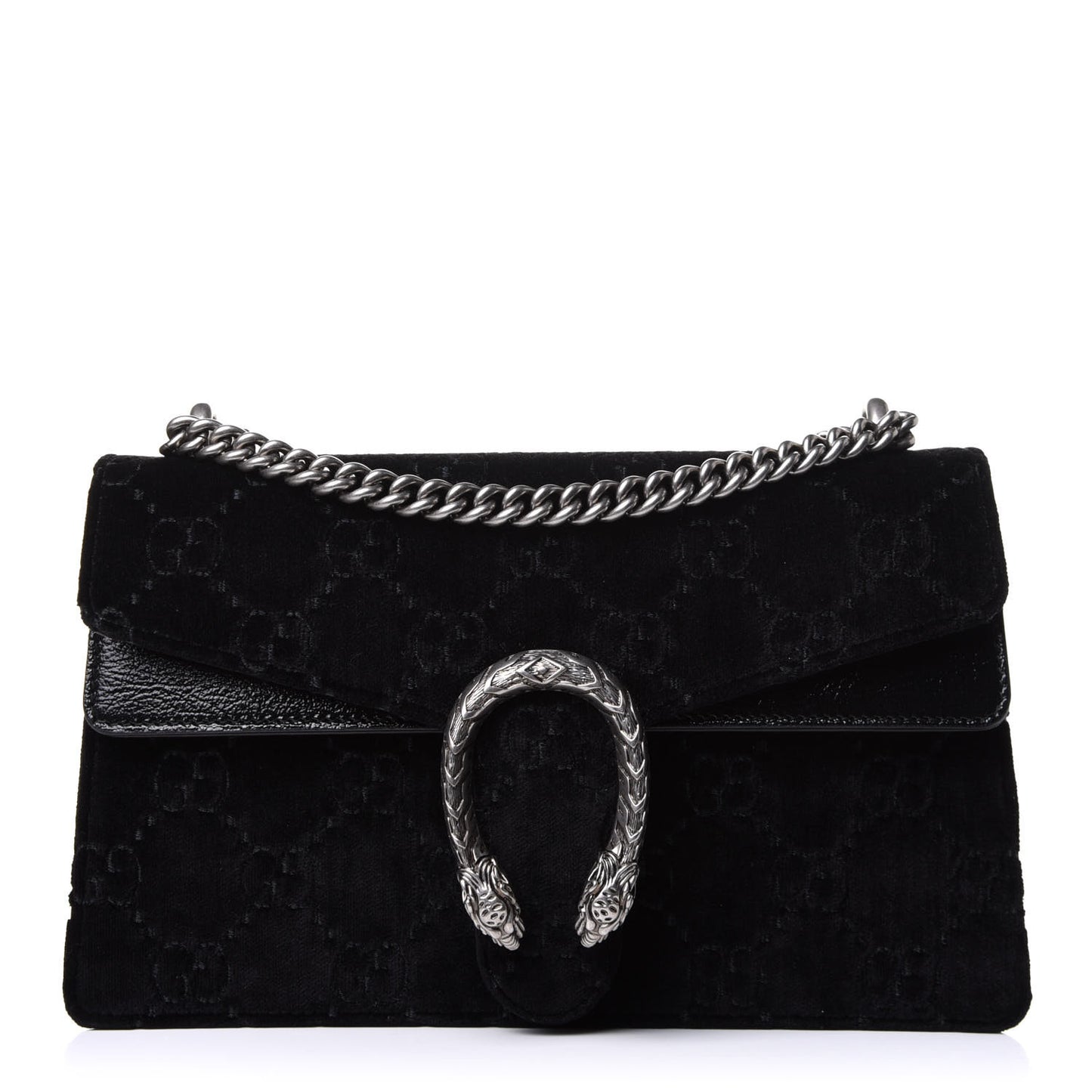 Velvet GG Monogram Small Dionysus Shoulder Bag Black