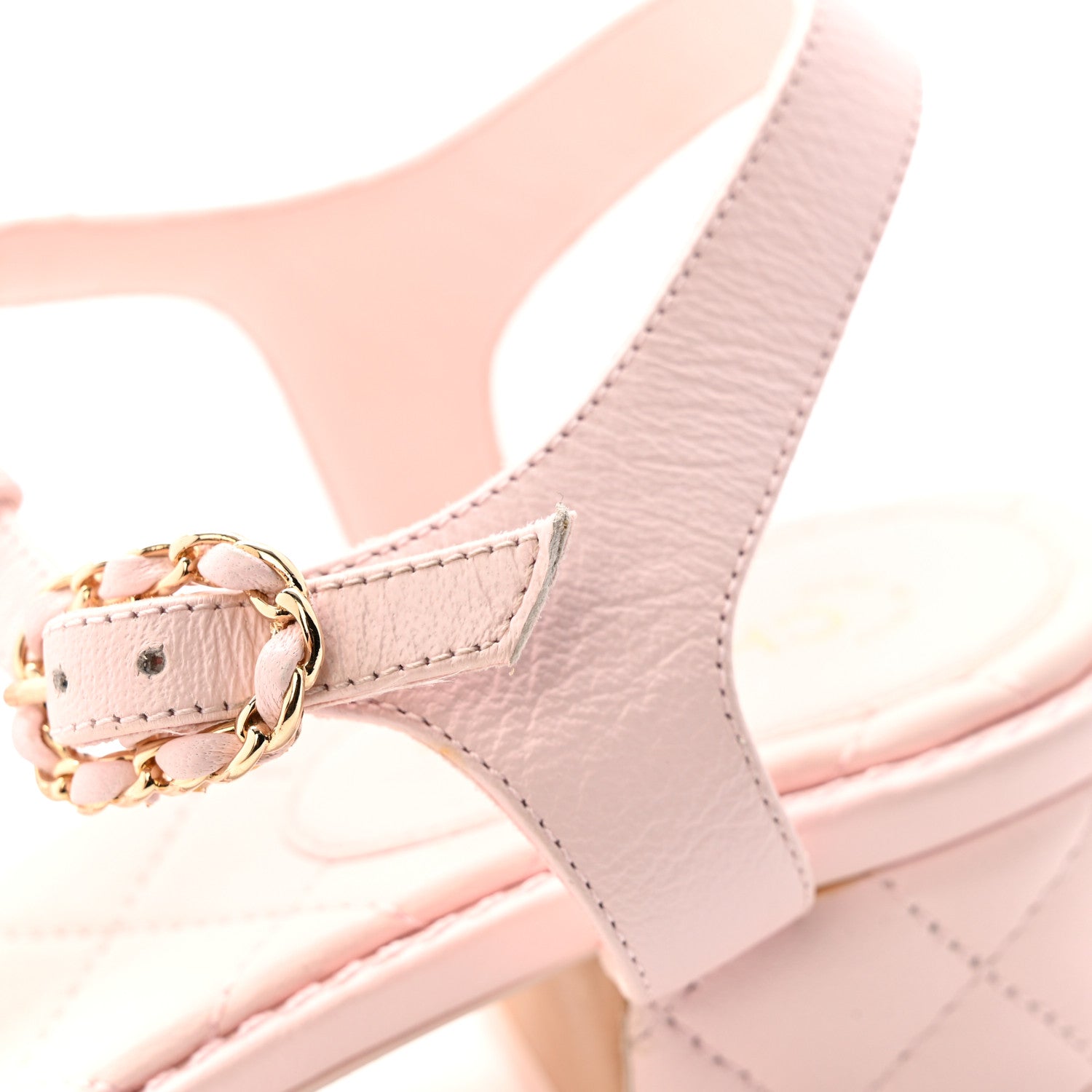 Chanel Lambskin Chain CC Logo Thong Sandals 38.5 Light Pink 10 of 12