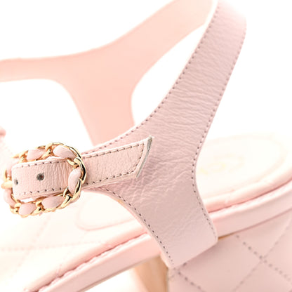 Chanel Lambskin Chain CC Logo Thong Sandals 38.5 Light Pink 10 of 12