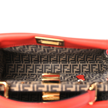 Fendi Vitello Seta Suede FF Mini Peekaboo Iconic Satchel Tulipano Miele Moro 5 of 11