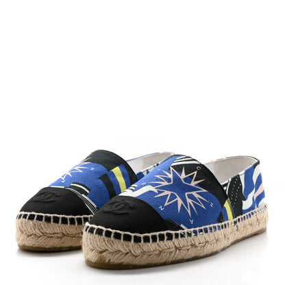 Chanel Fabric CC Espadrilles 37 Navy Ivory Black 3 of 12