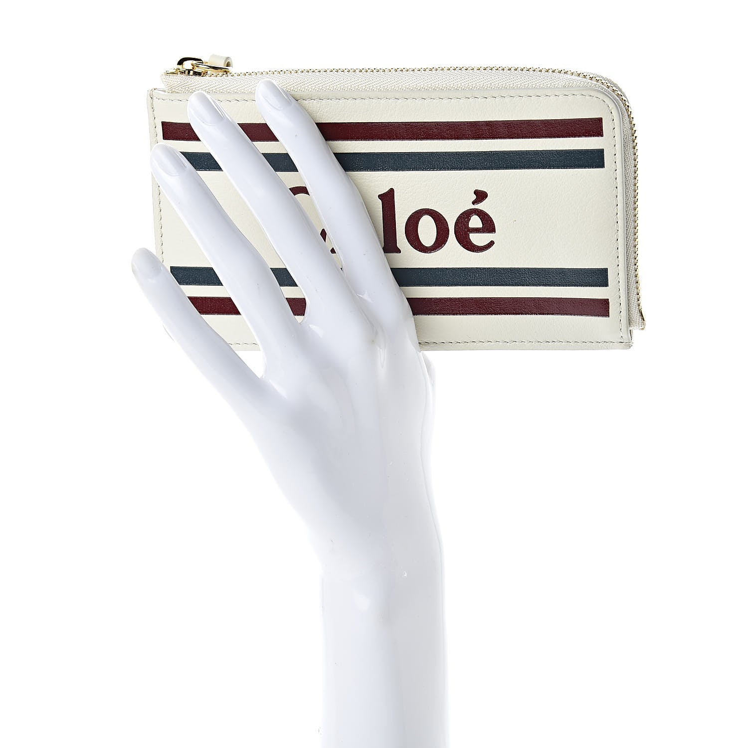 Chloe Smooth Calfskin Logo Vick Zip Card Case Natural White 2 of 9