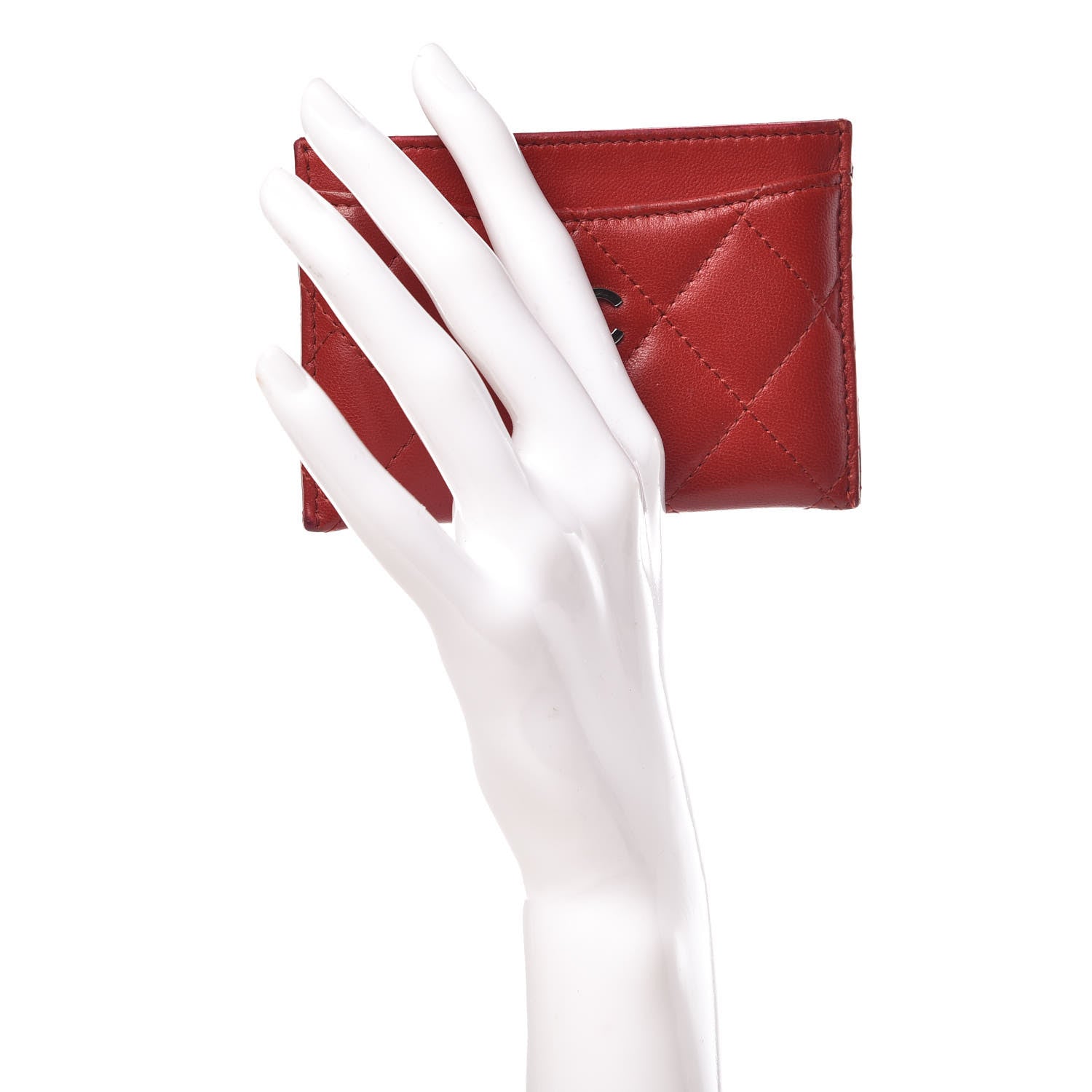 Chanel Lambskin Quilted Card Holder Red 4 of 22