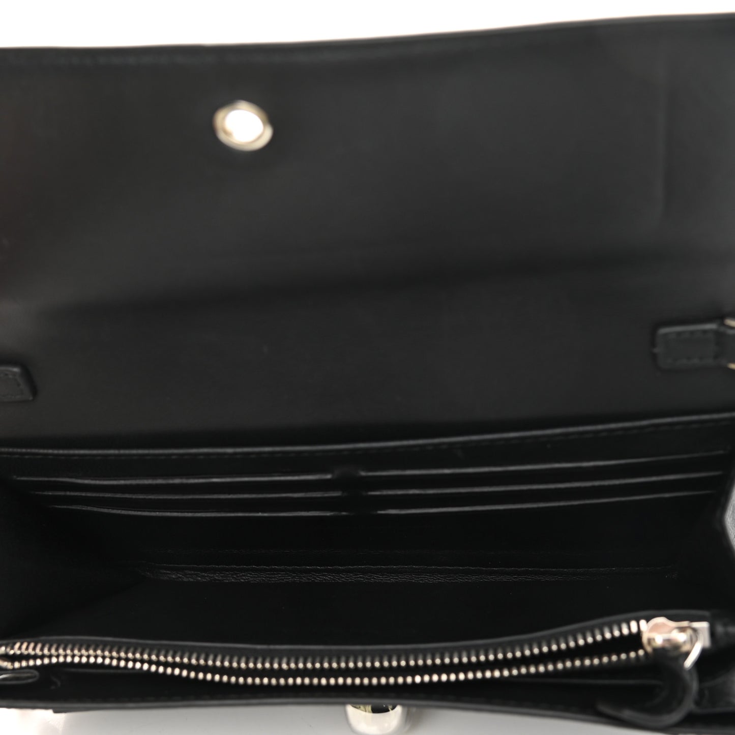 Pebbled Calfskin Skull Wallet on Chain Black