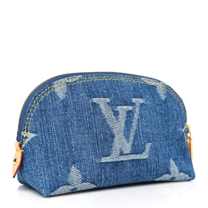 Louis Vuitton Denim Giant Monogram Pochette Cosmetique PM Denim Blue 3 of 7