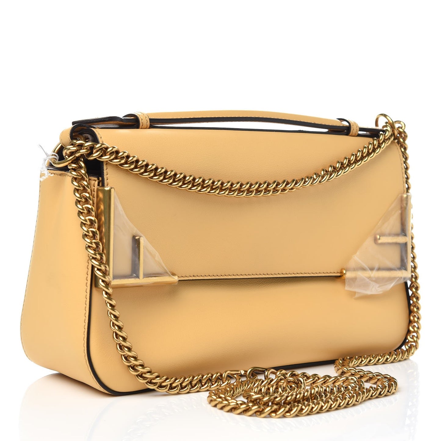 Vitello Grace Glazed Fabric FF 1974 Double F Shoulder Bag Alchemy Mogano Panna