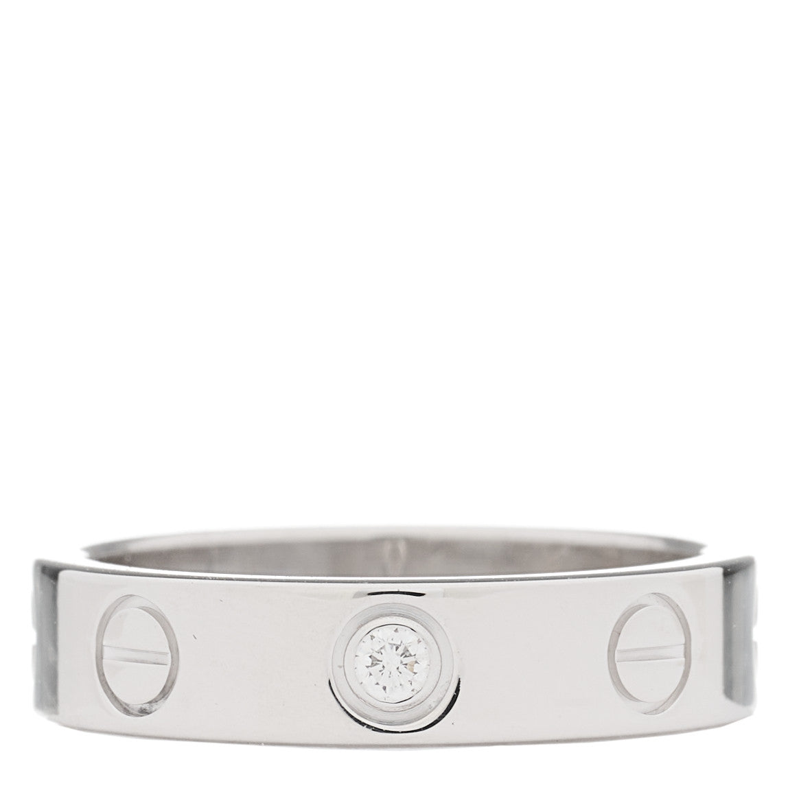 18K White Gold Diamond 4mm LOVE Wedding Band Ring 46 3.75