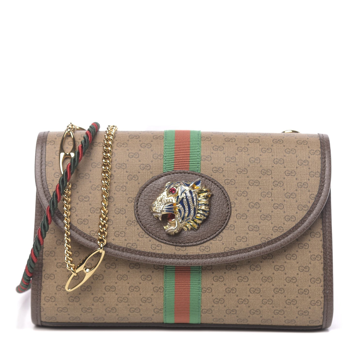 Mini Vintage GG Supreme Monogram Web Small Rajah Slim Flap Shoulder Bag Beige New Acero