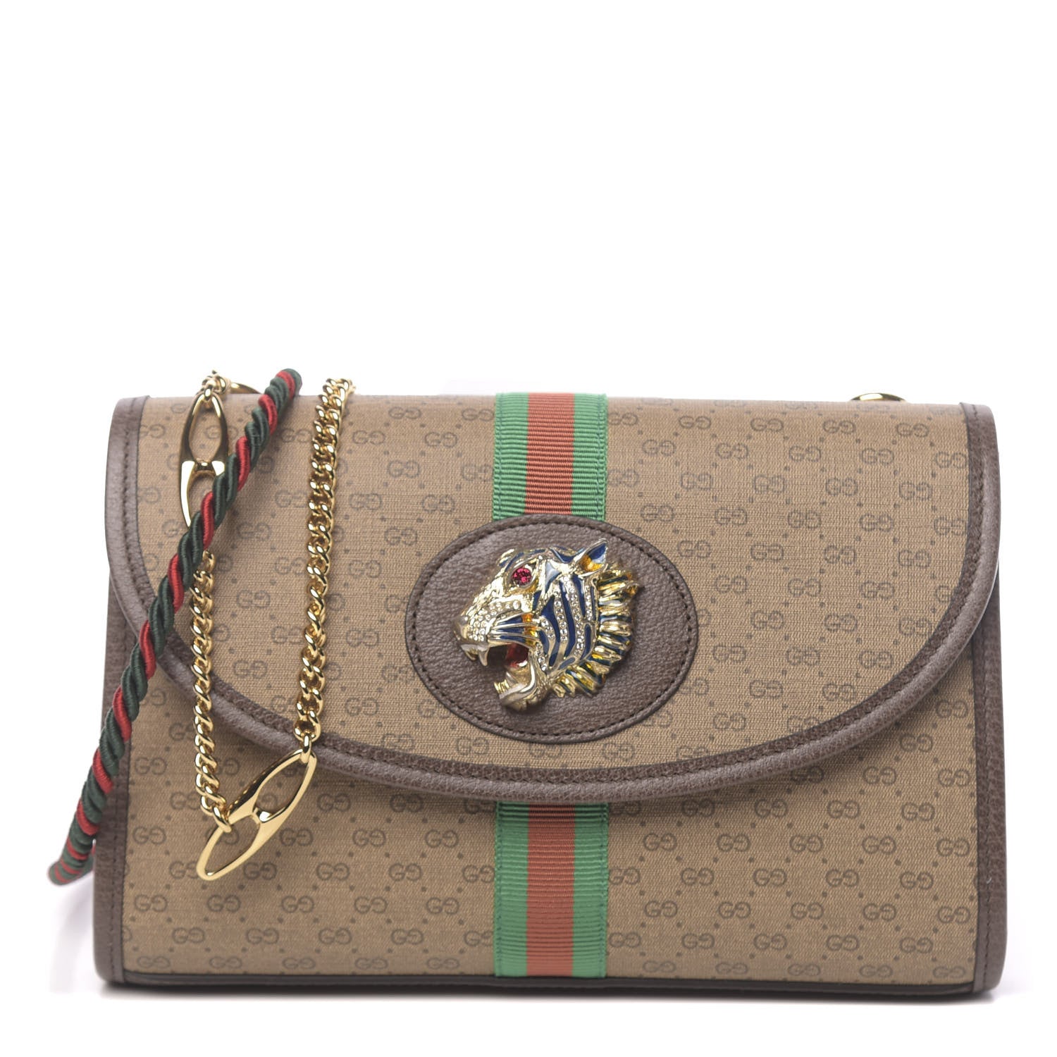 Gucci Mini Vintage GG Supreme Monogram Web Small Rajah Slim Flap Shoulder Bag Beige New Acero 1 of 10