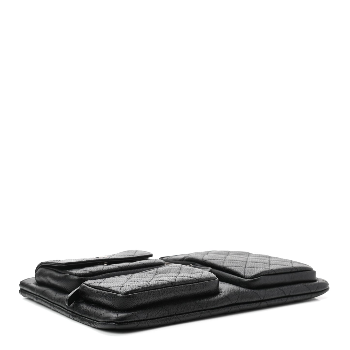 Caviar Quilted Zipped Multi Pouch Black
