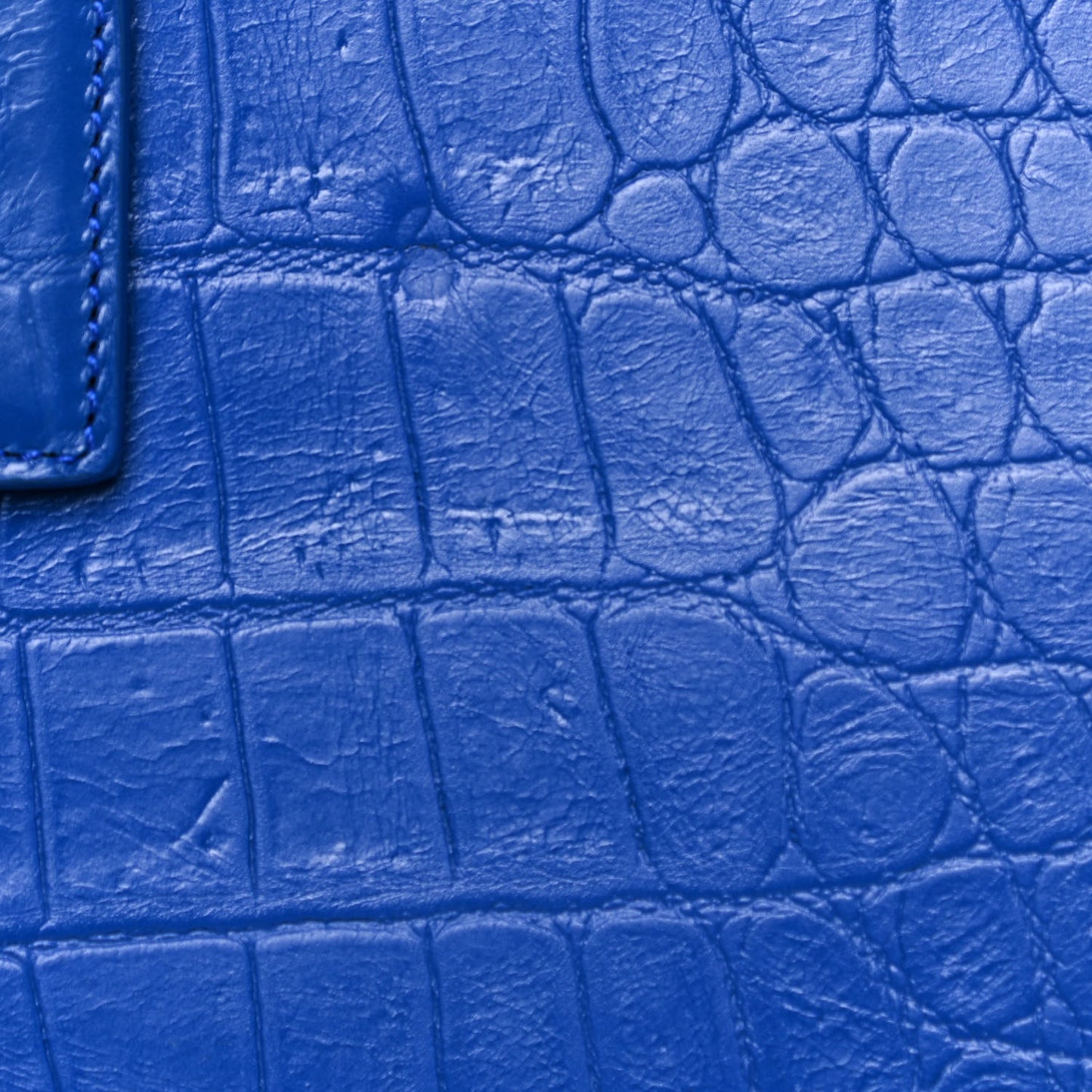 Calfskin Crocodile Embossed Small Sac De Jour Royal Blue